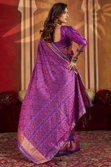 Delectable Purple Patola Silk Saree with Adoring Blouse Piece