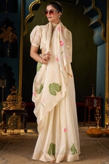 Entrancing Beige Cotton Silk Saree With Conflate Blouse Piece