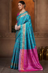 Seraglio Firozi Paithani Silk Saree With Groovy Blouse Piece