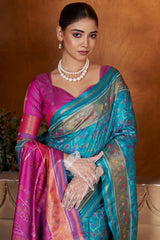 Seraglio Firozi Paithani Silk Saree With Groovy Blouse Piece