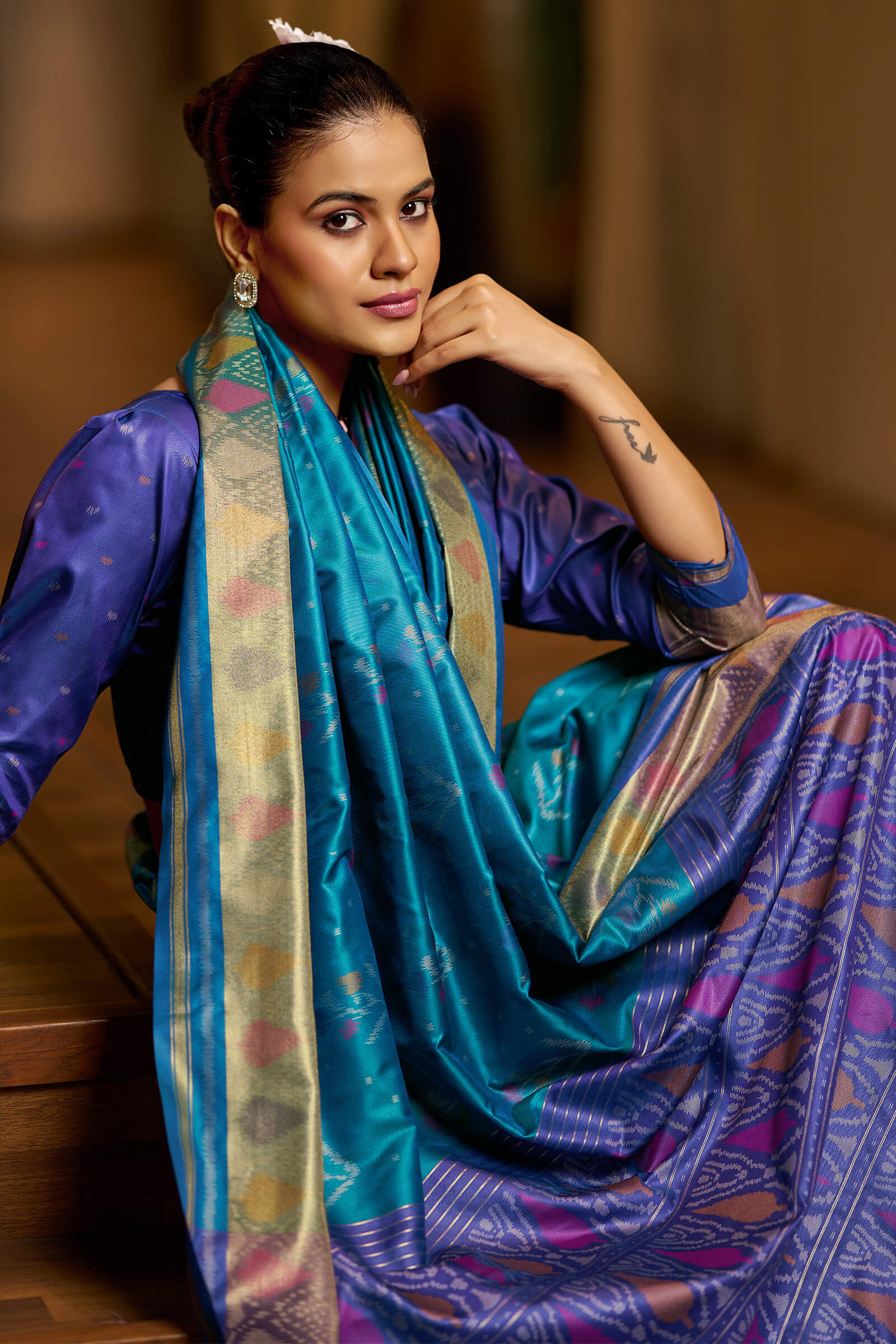 Ravishing Firozi Pure Zari Weaving Banarasi Silk Saree With Delightful Blouse Piece
