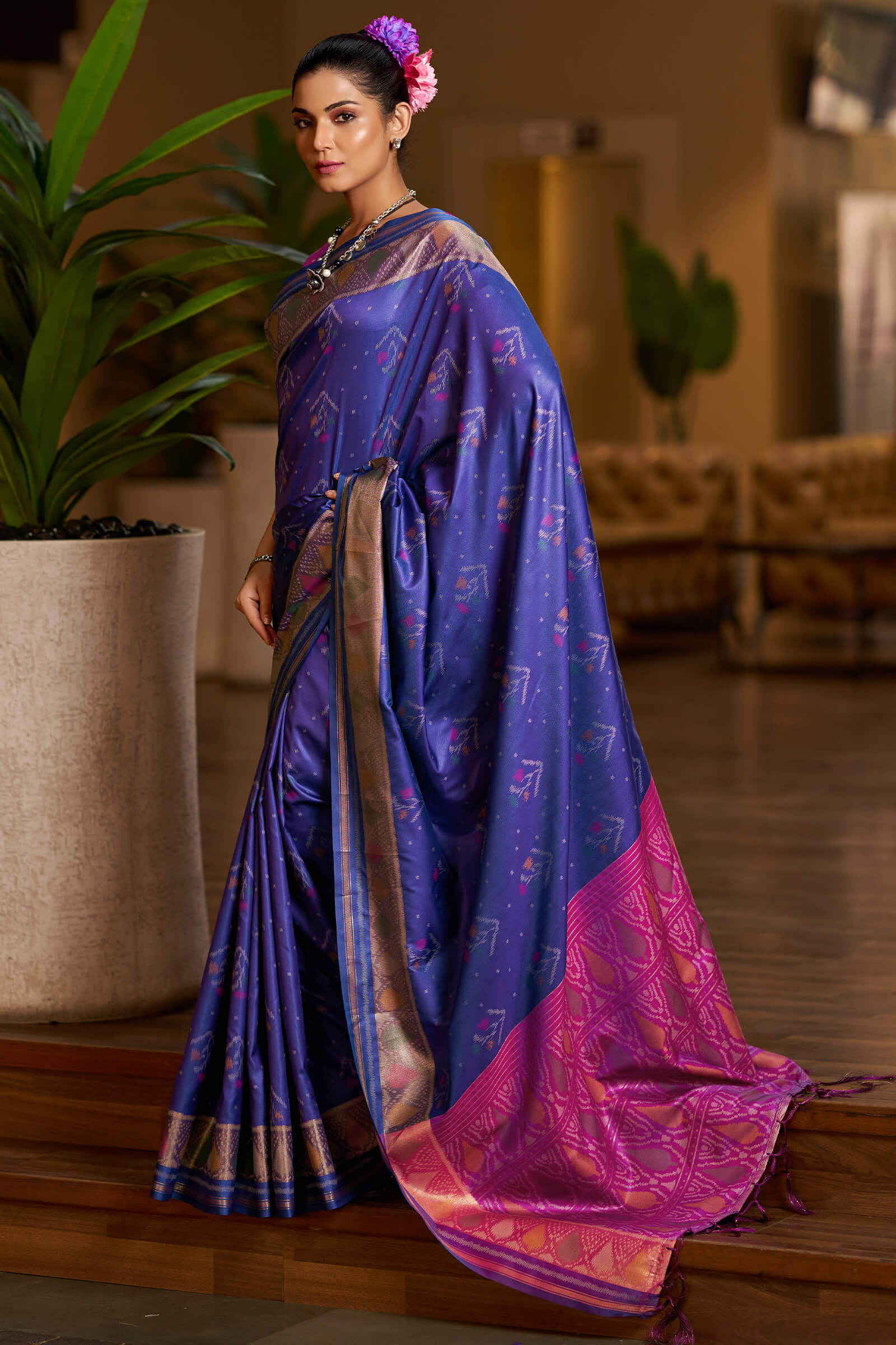 Adorning Royal Blue Pure Zari Weaving Banarasi Silk Saree With Pulsating Blouse Piece