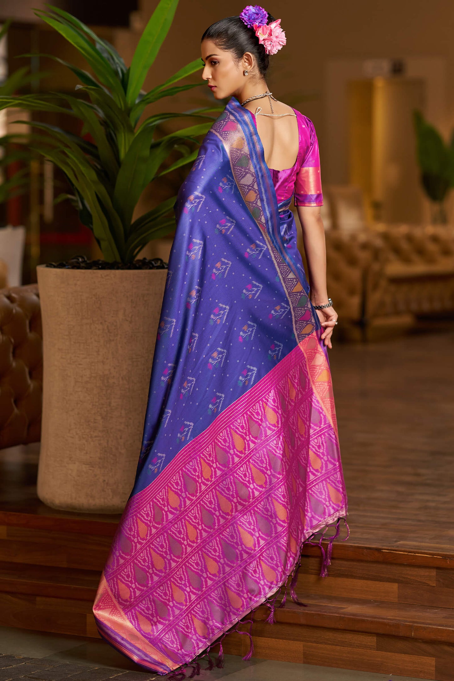 Adorning Royal Blue Pure Zari Weaving Banarasi Silk Saree With Pulsating Blouse Piece