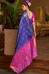 Adorning Royal Blue Pure Zari Weaving Banarasi Silk Saree With Pulsating Blouse Piece