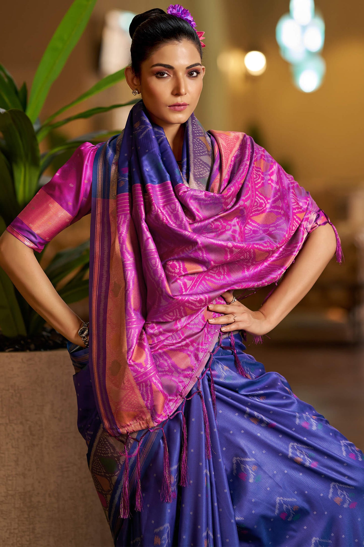 Adorning Royal Blue Pure Zari Weaving Banarasi Silk Saree With Pulsating Blouse Piece