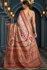 Capricious Beige Pashmina Saree With Felicitous Blouse Piece