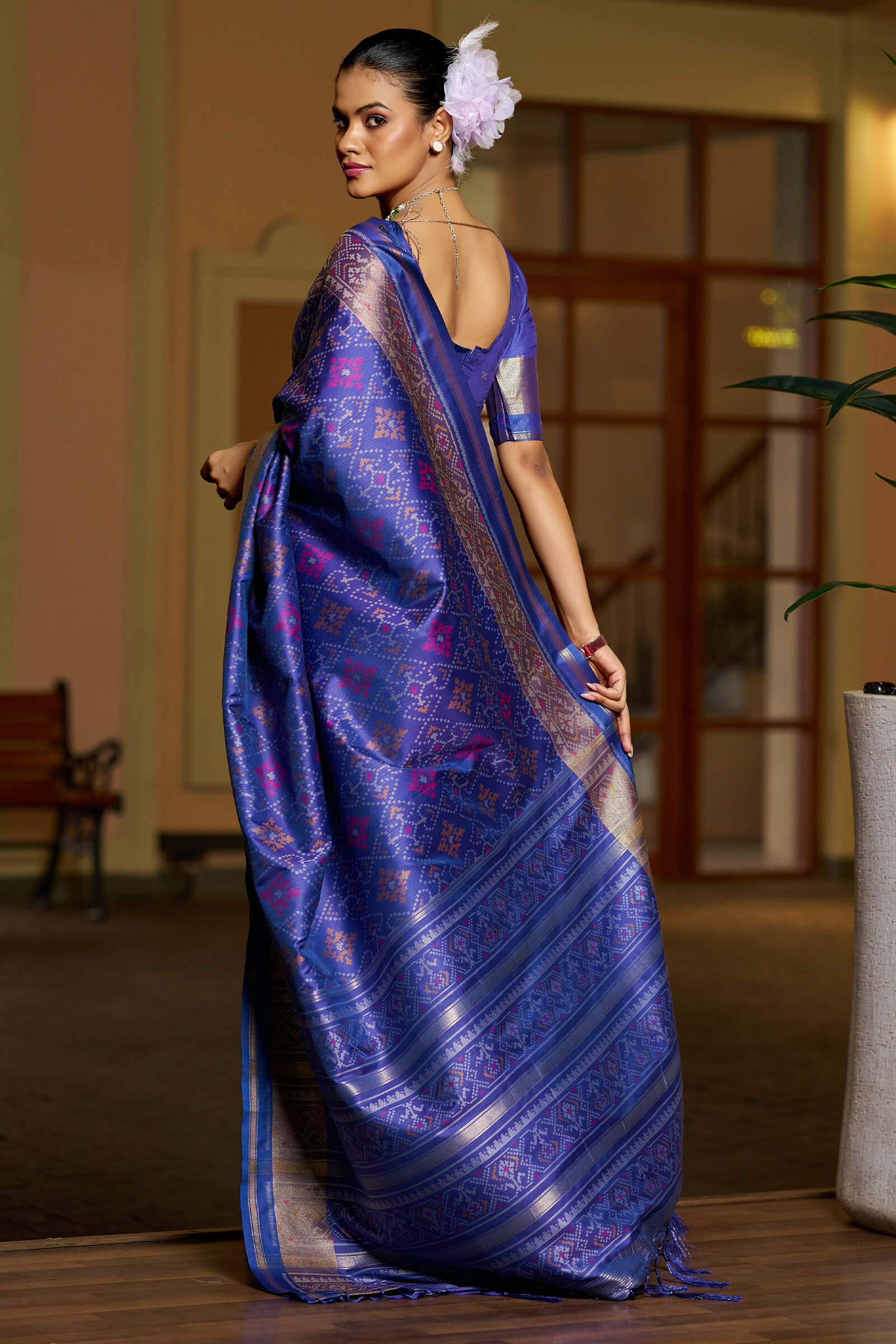 Confounding Royal Blue Pure Zari Weaving Banarasi Silk Saree With Nemesis Blouse Piece