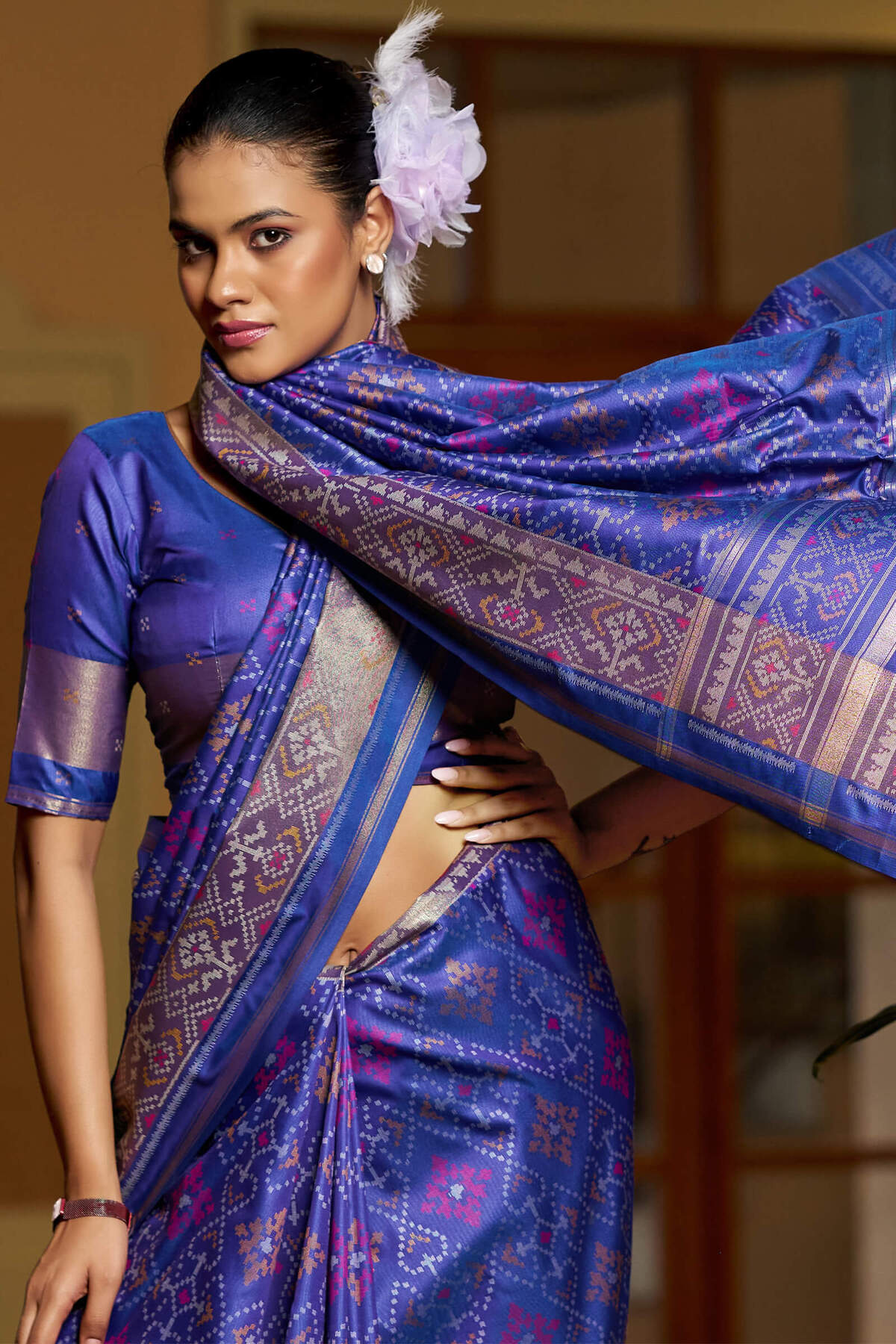 Confounding Royal Blue Pure Zari Weaving Banarasi Silk Saree With Nemesis Blouse Piece
