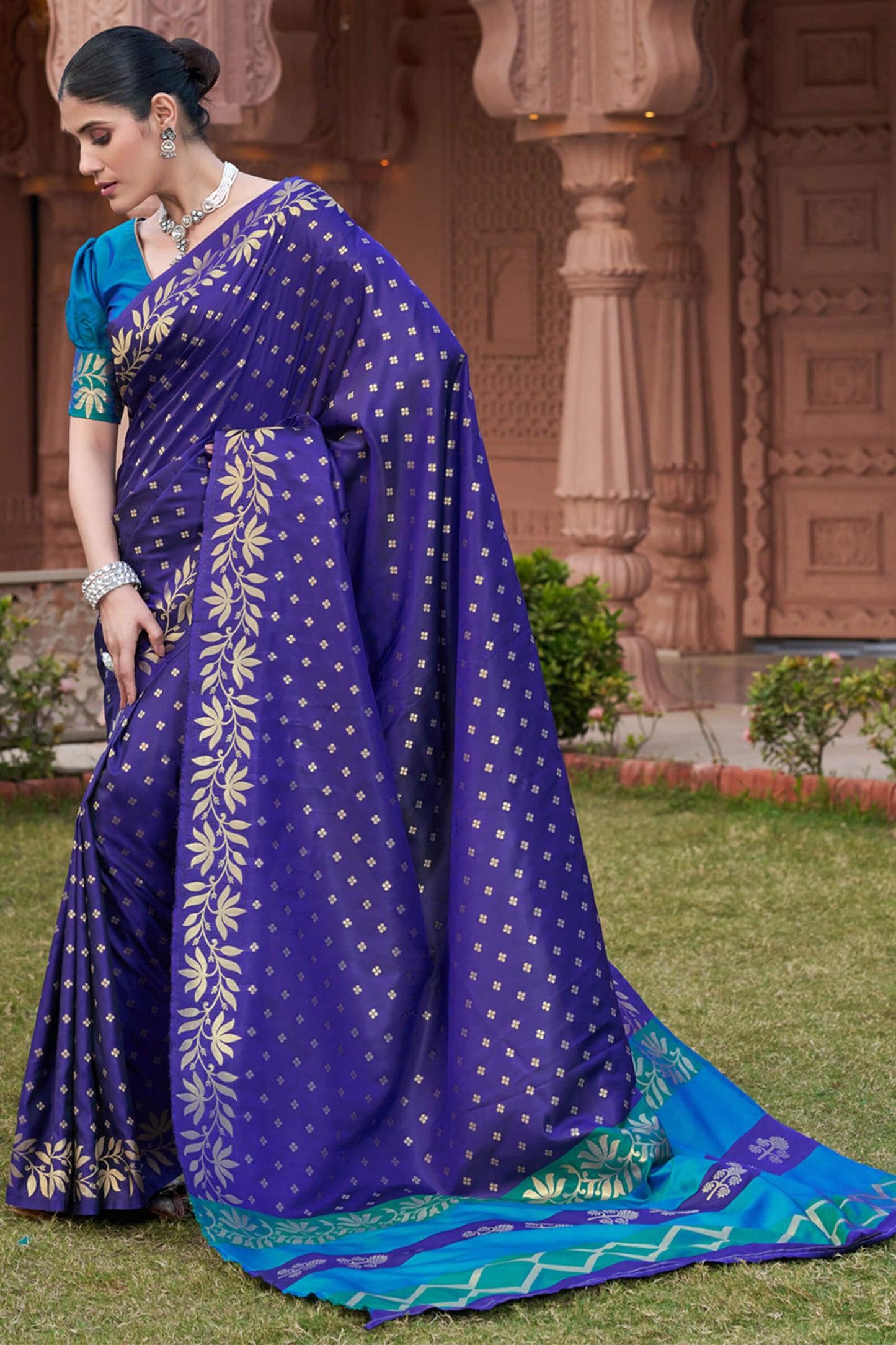 Lassitude Royal Blue Pure Zari Weaving Banarasi Silk Saree With Incomparable Blouse Piece