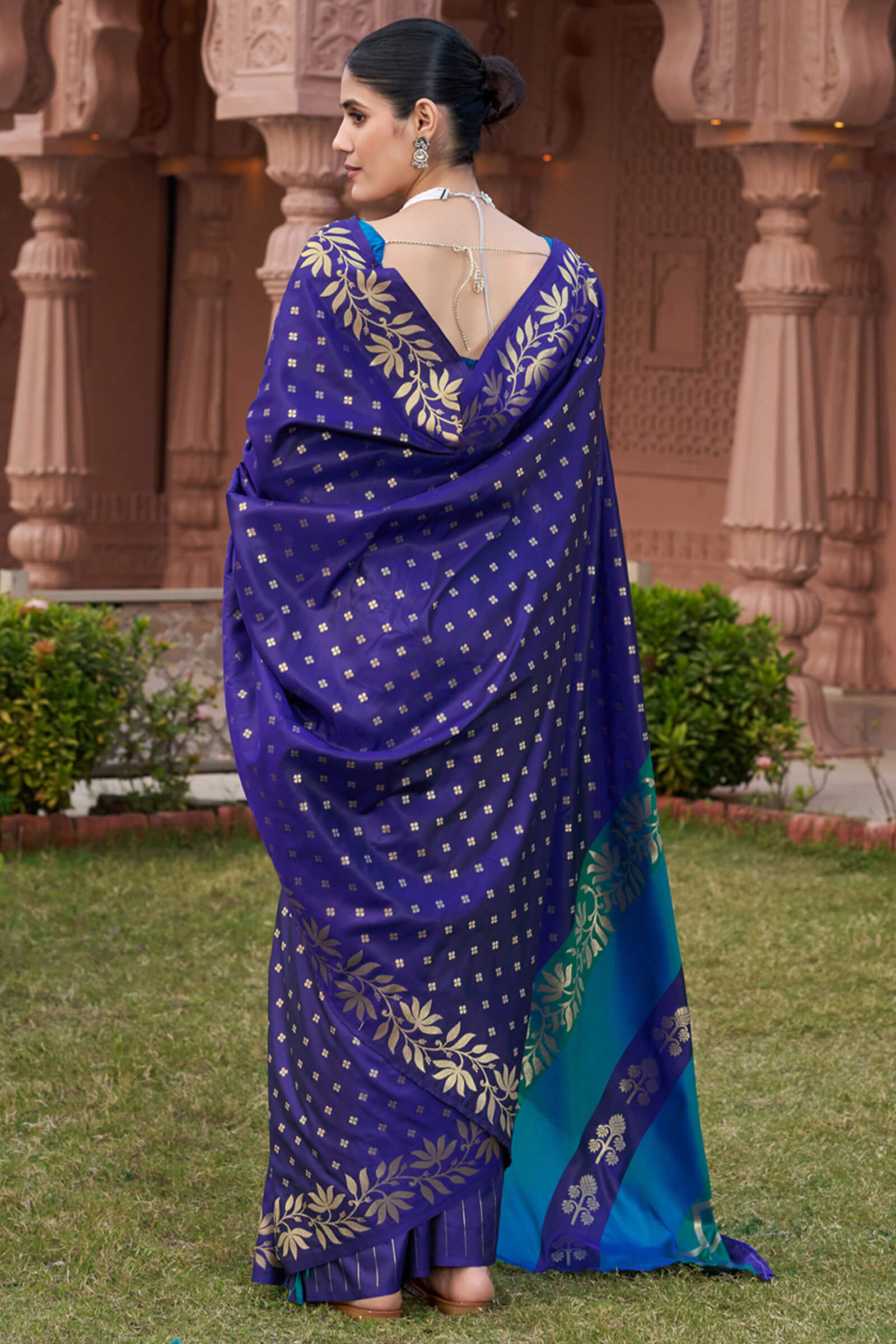 Lassitude Royal Blue Pure Zari Weaving Banarasi Silk Saree With Incomparable Blouse Piece