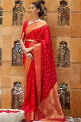 Mellifluous Red Kanjivaram Silk Saree With Panoply Blouse Piece