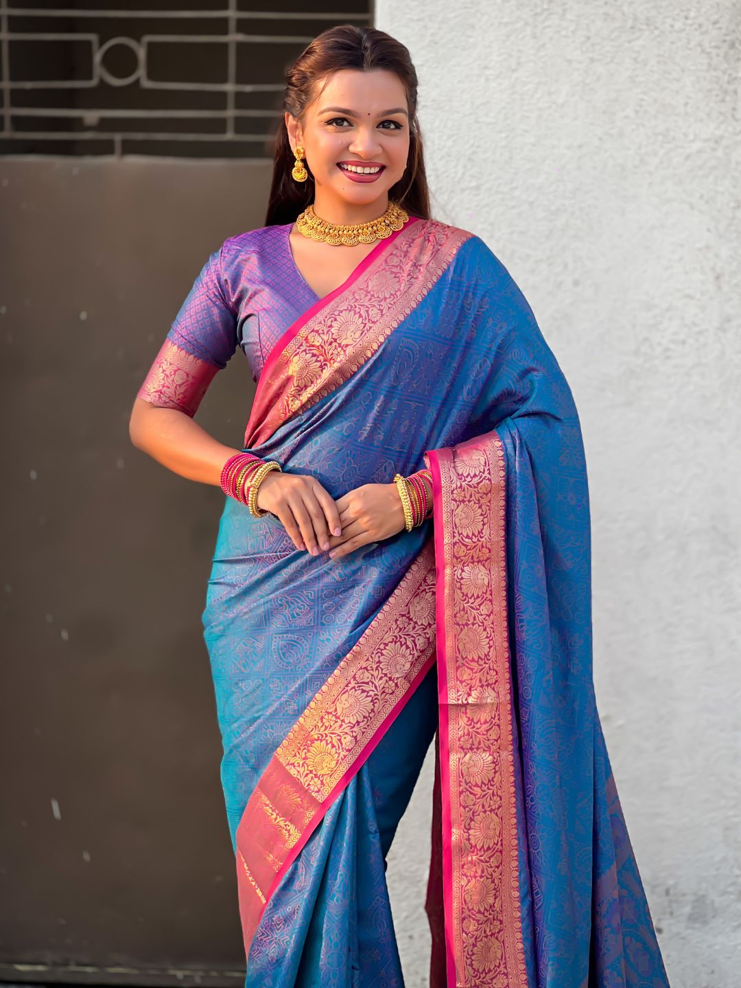 Soft Patola Silk Bandhani Weave Saree with Rich Zari Floral Border and Brocade Blouse