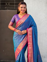 Soft Patola Silk Bandhani Weave Saree with Rich Zari Floral Border and Brocade Blouse