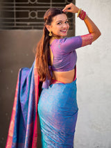 Soft Patola Silk Bandhani Weave Saree with Rich Zari Floral Border and Brocade Blouse