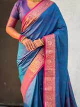 Soft Patola Silk Bandhani Weave Saree with Rich Zari Floral Border and Brocade Blouse