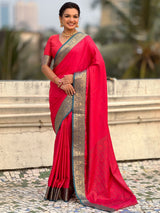 Soft Patola Silk Bandhani Weave Saree with Rich Zari Floral Border and Brocade Blouse