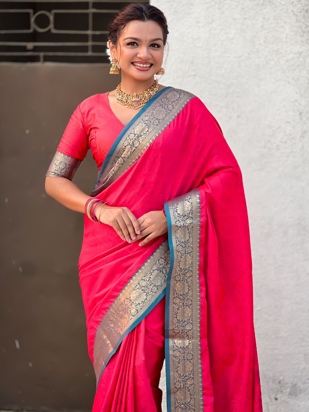 Soft Patola Silk Bandhani Weave Saree with Rich Zari Floral Border and Brocade Blouse