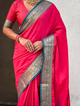 Soft Patola Silk Bandhani Weave Saree with Rich Zari Floral Border and Brocade Blouse