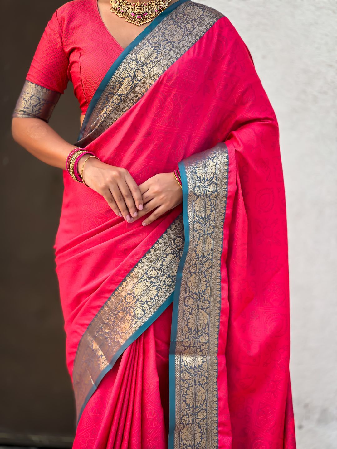 Soft Patola Silk Bandhani Weave Saree with Rich Zari Floral Border and Brocade Blouse