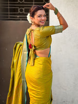 Soft Patola Silk Bandhani Weave Saree with Rich Zari Floral Border and Brocade Blouse