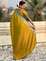 Soft Patola Silk Bandhani Weave Saree with Rich Zari Floral Border and Brocade Blouse
