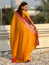 Soft Patola Silk Bandhani Weave Saree with Rich Zari Floral Border and Brocade Blouse