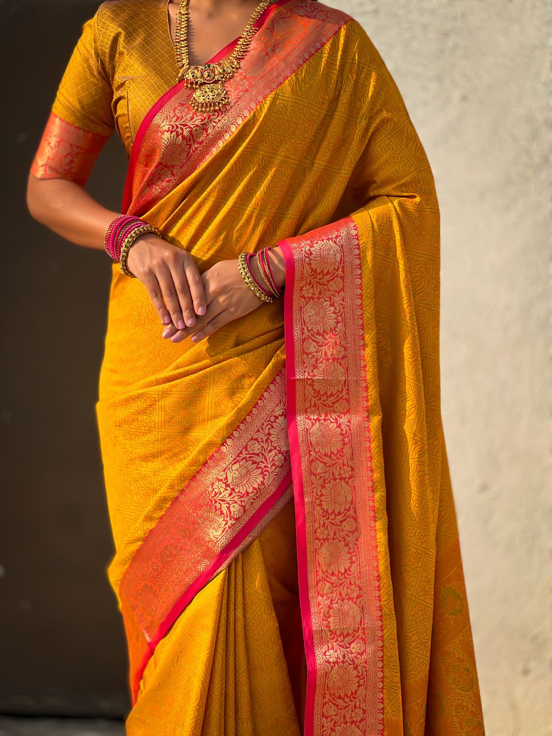 Soft Patola Silk Bandhani Weave Saree with Rich Zari Floral Border and Brocade Blouse