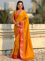 Soft Patola Silk Bandhani Weave Saree with Rich Zari Floral Border and Brocade Blouse