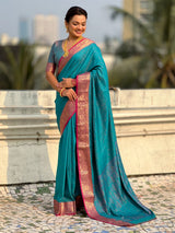 Soft Patola Silk Bandhani Weave Saree with Rich Zari Floral Border and Brocade Blouse