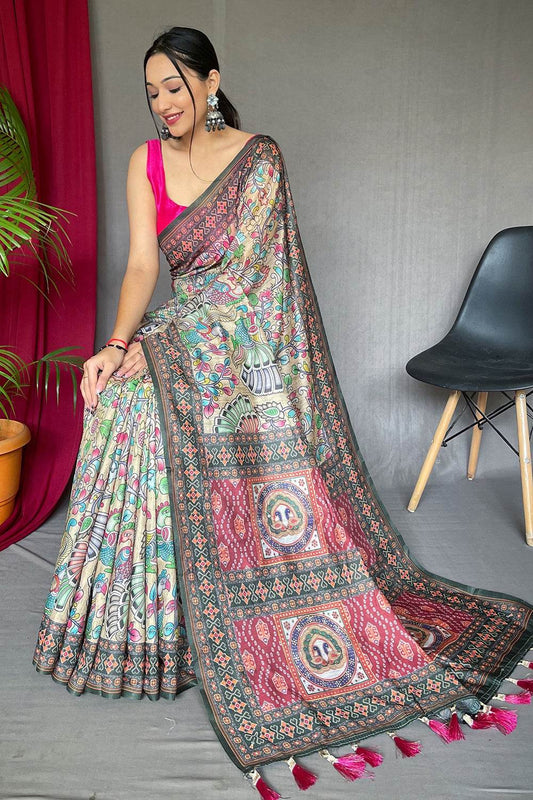 Multicolor Kalamkari Saree