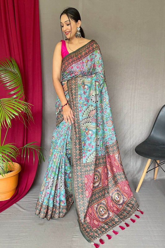 Multicolor Kalamkari Saree