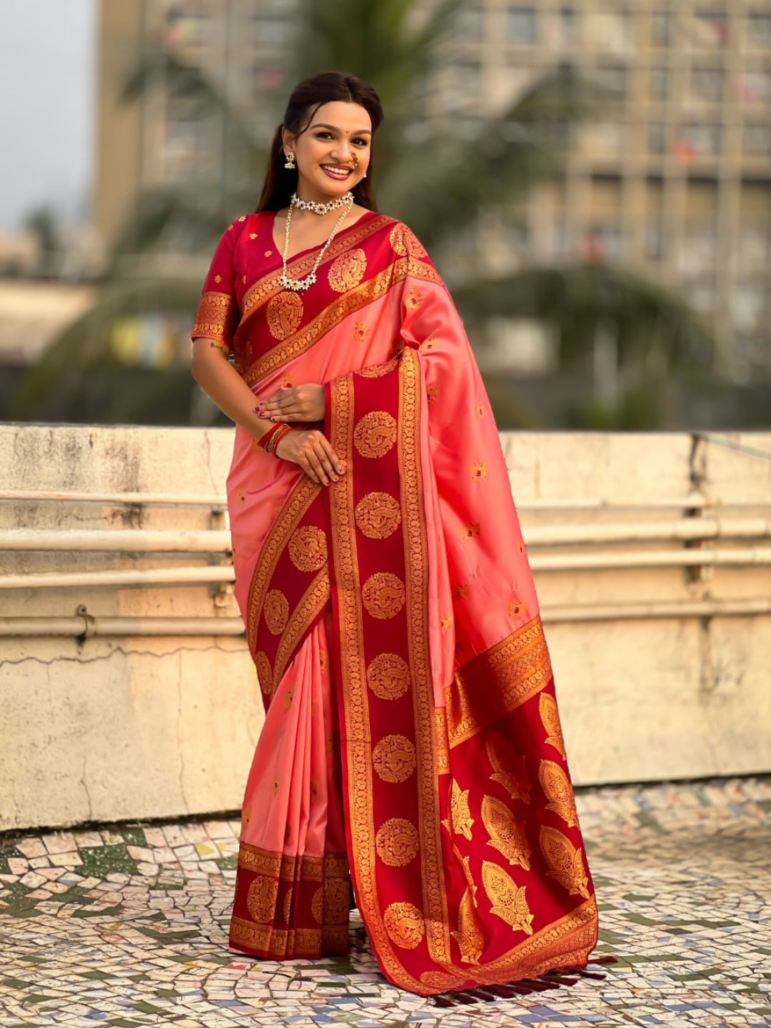 Soft Silk Peacock Zari Woven Saree with Rich Pallu and Contrast Border for Wedding and Festive Wear