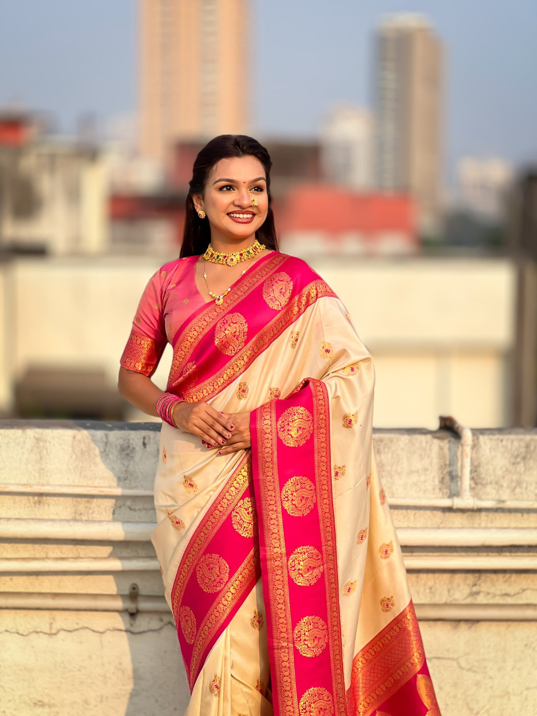 Soft Silk Peacock Zari Woven Saree with Rich Pallu and Contrast Border for Wedding and Festive Wear