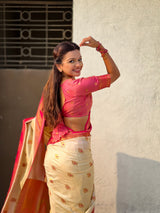 Soft Silk Peacock Zari Woven Saree with Rich Pallu and Contrast Border for Wedding and Festive Wear