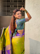 Soft Silk Peacock Zari Woven Saree with Rich Pallu and Contrast Border for Wedding and Festive Wear