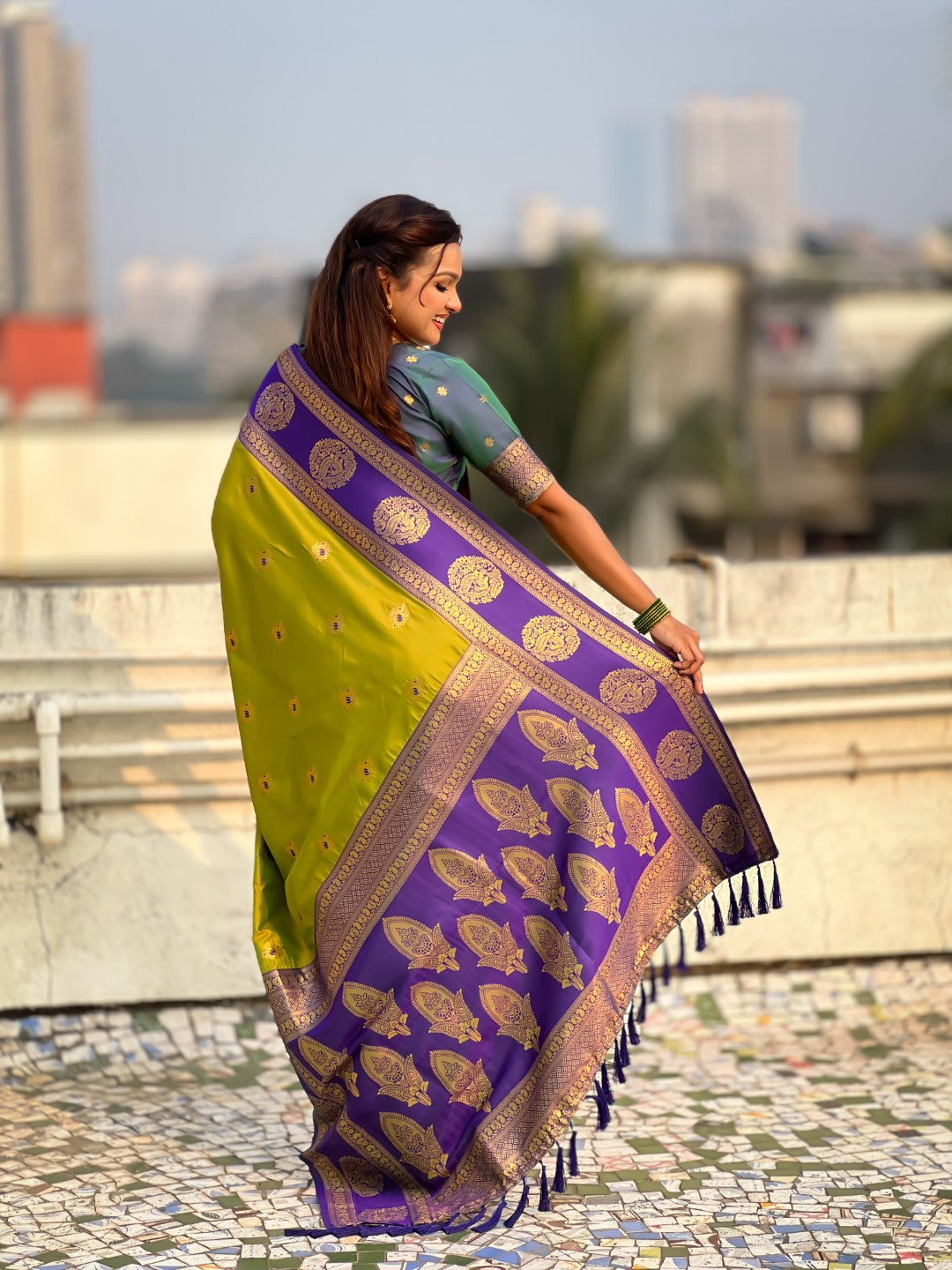 Soft Silk Peacock Zari Woven Saree with Rich Pallu and Contrast Border for Wedding and Festive Wear