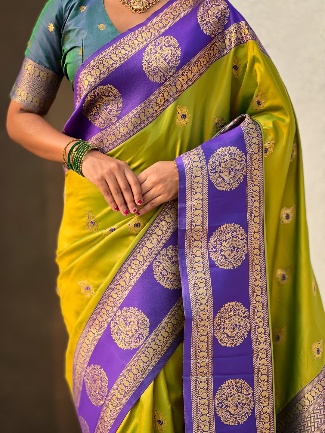 Soft Silk Peacock Zari Woven Saree with Rich Pallu and Contrast Border for Wedding and Festive Wear