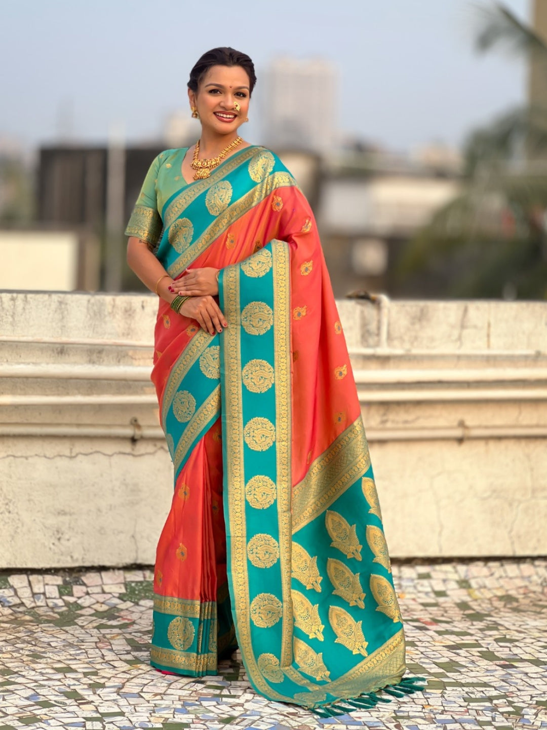 Soft Silk Peacock Zari Woven Saree with Rich Pallu and Contrast Border for Wedding and Festive Wear