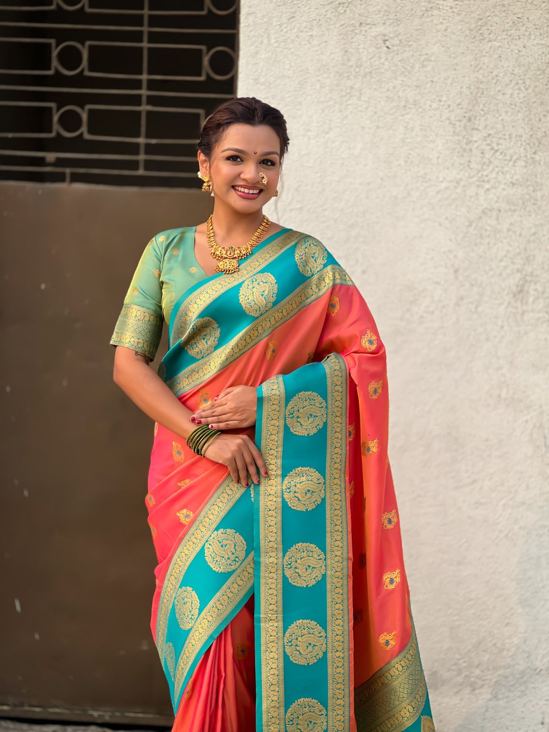 Soft Silk Peacock Zari Woven Saree with Rich Pallu and Contrast Border for Wedding and Festive Wear