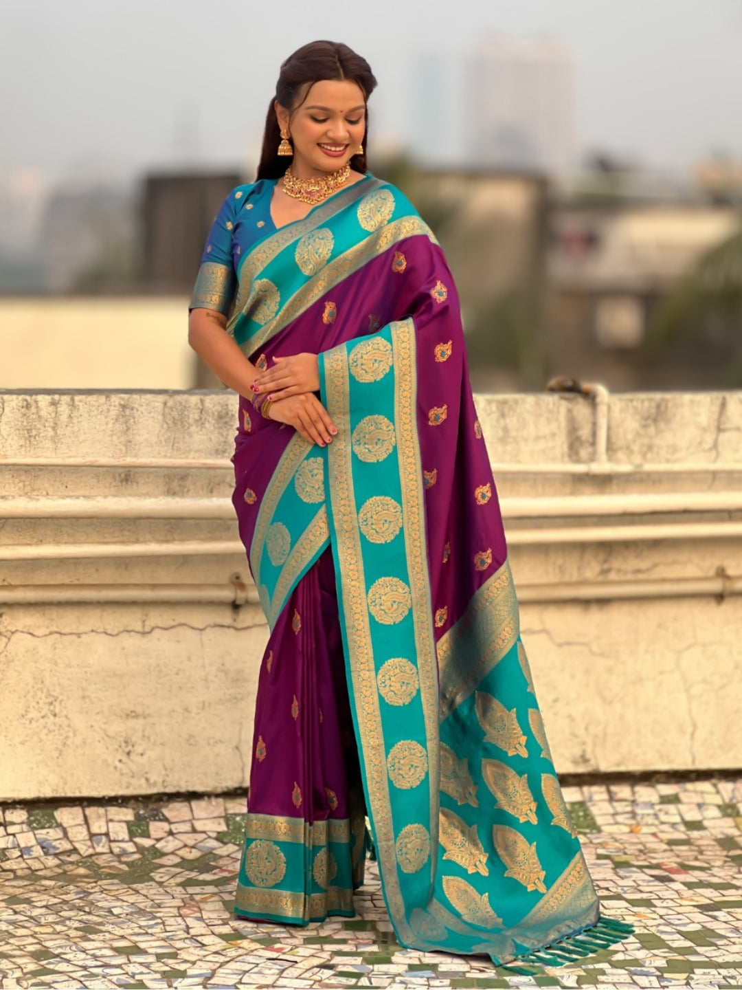 Soft Silk Peacock Zari Woven Saree with Rich Pallu and Contrast Border for Wedding and Festive Wear