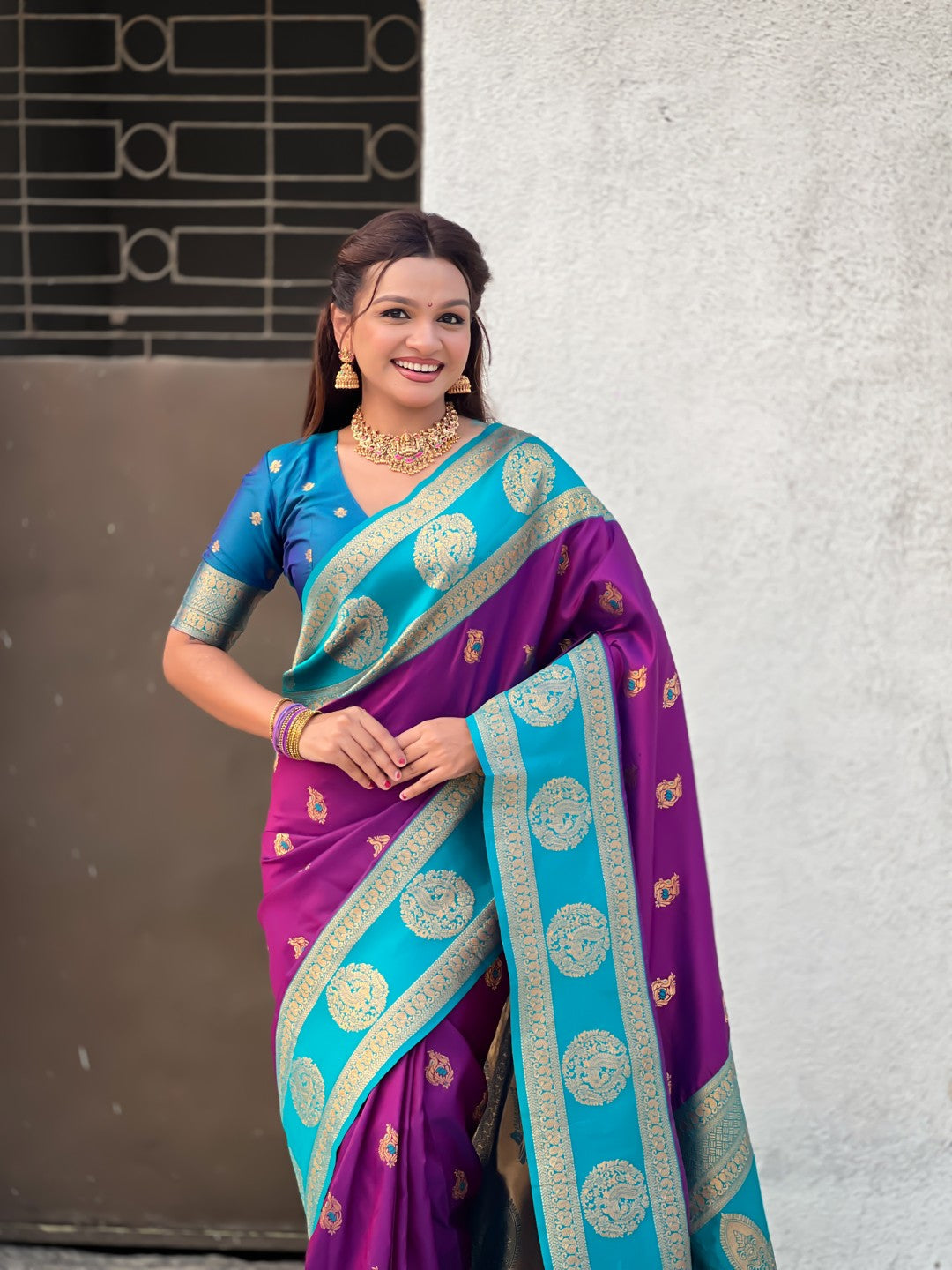 Soft Silk Peacock Zari Woven Saree with Rich Pallu and Contrast Border for Wedding and Festive Wear