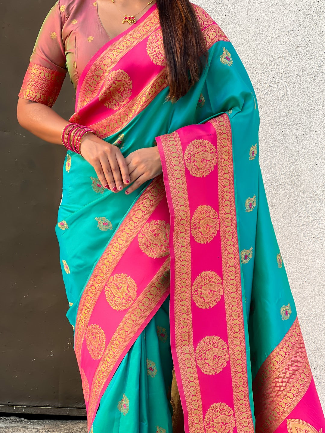Soft Silk Peacock Zari Woven Saree with Rich Pallu and Contrast Border for Wedding and Festive Wear
