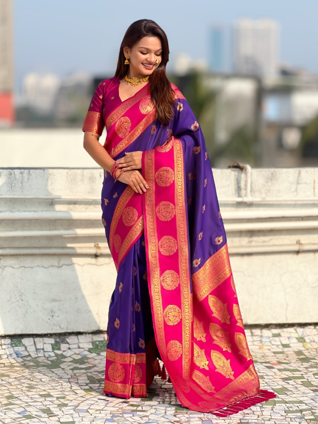 Soft Silk Peacock Zari Woven Saree with Rich Pallu and Contrast Border for Wedding and Festive Wear
