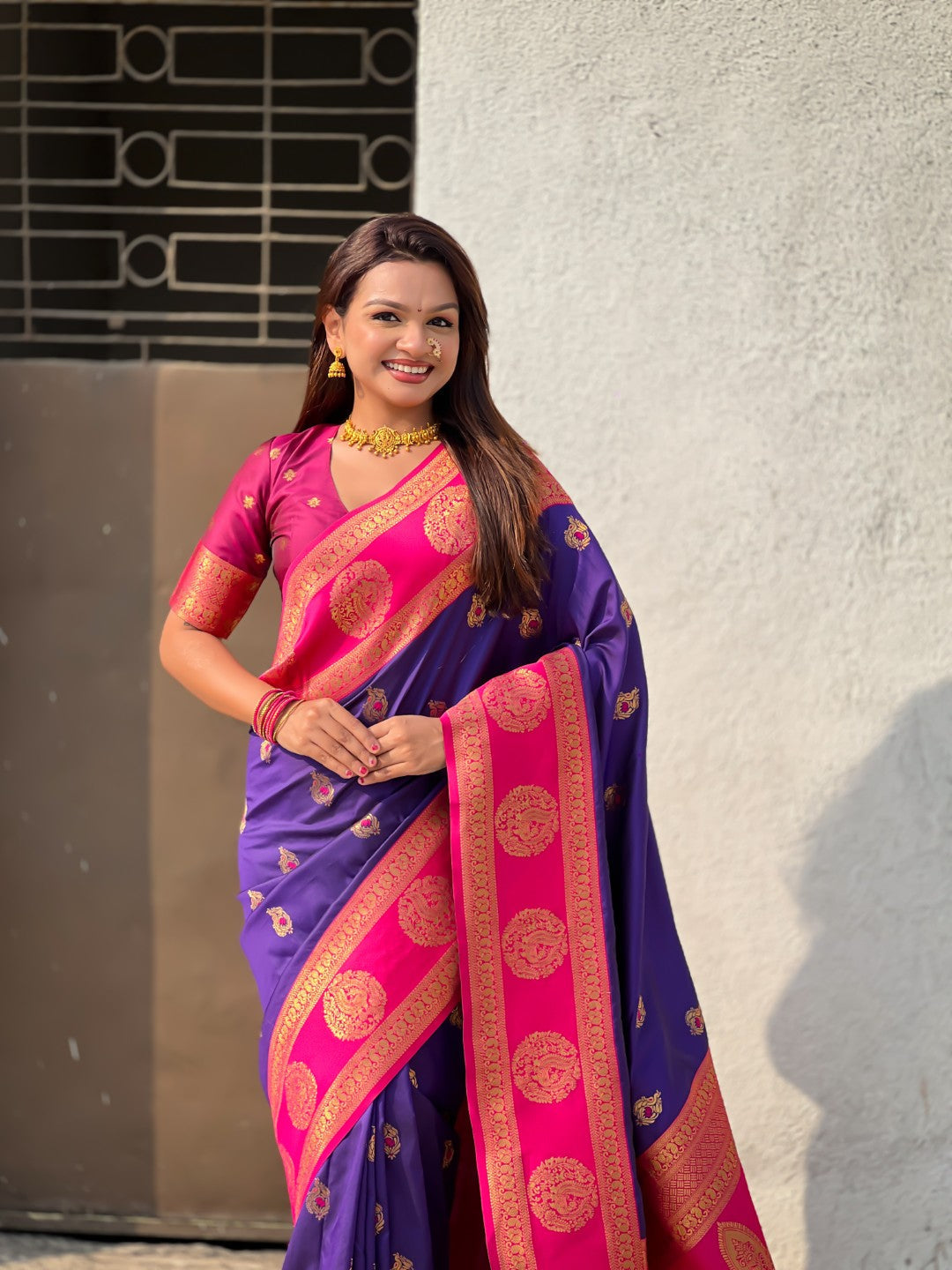 Soft Silk Peacock Zari Woven Saree with Rich Pallu and Contrast Border for Wedding and Festive Wear