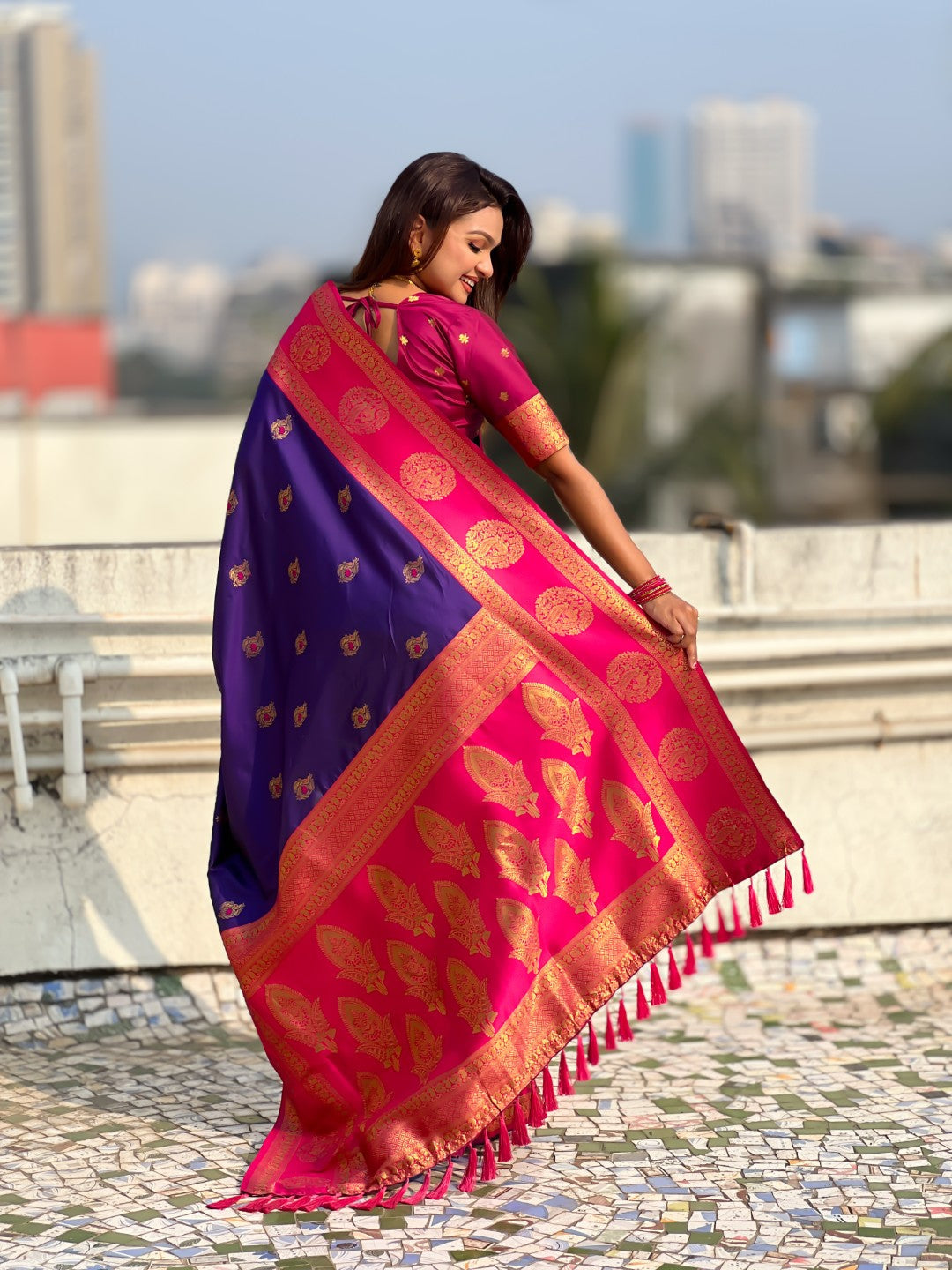 Soft Silk Peacock Zari Woven Saree with Rich Pallu and Contrast Border for Wedding and Festive Wear