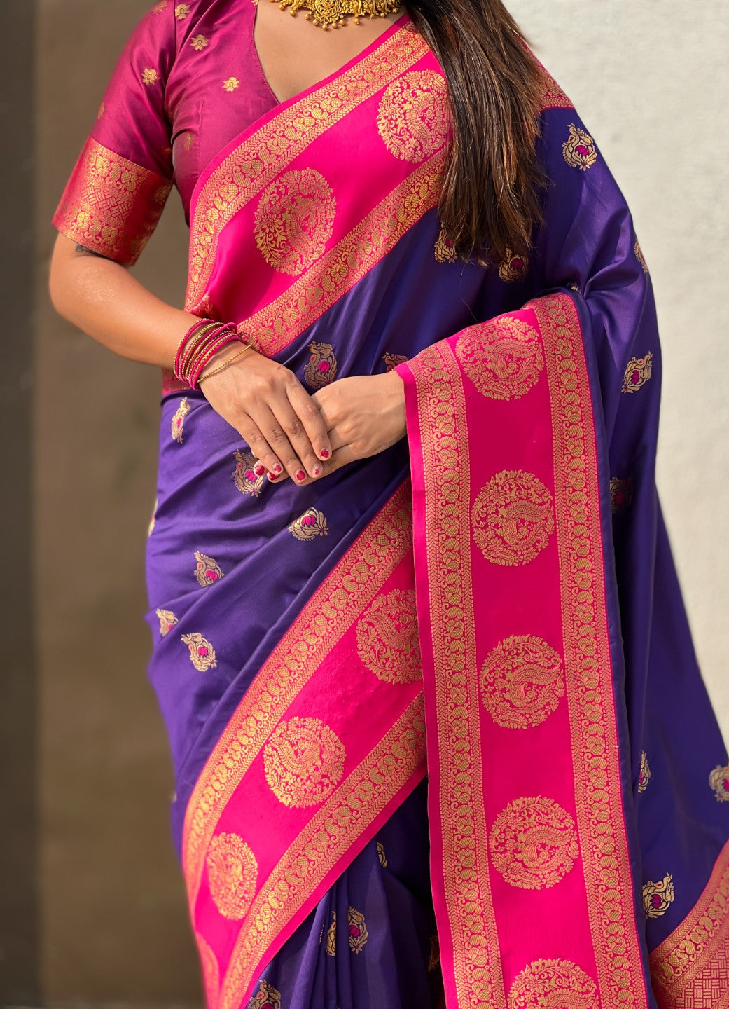 Soft Silk Peacock Zari Woven Saree with Rich Pallu and Contrast Border for Wedding and Festive Wear