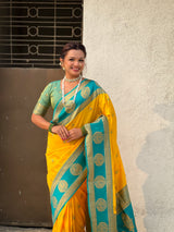 Soft Silk Peacock Zari Woven Saree with Rich Pallu and Contrast Border for Wedding and Festive Wear