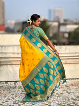 Soft Silk Peacock Zari Woven Saree with Rich Pallu and Contrast Border for Wedding and Festive Wear