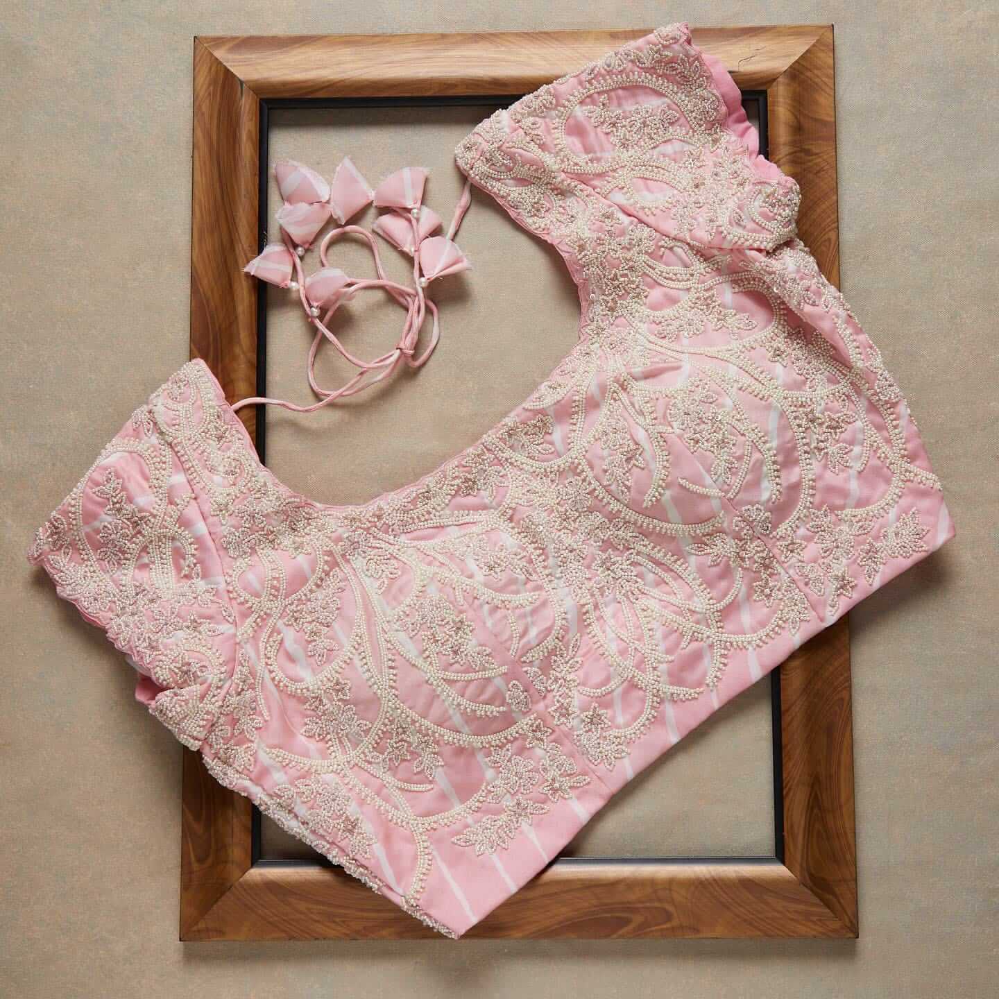 Baby Pink Saree in Satin Georgette With Sequence Work