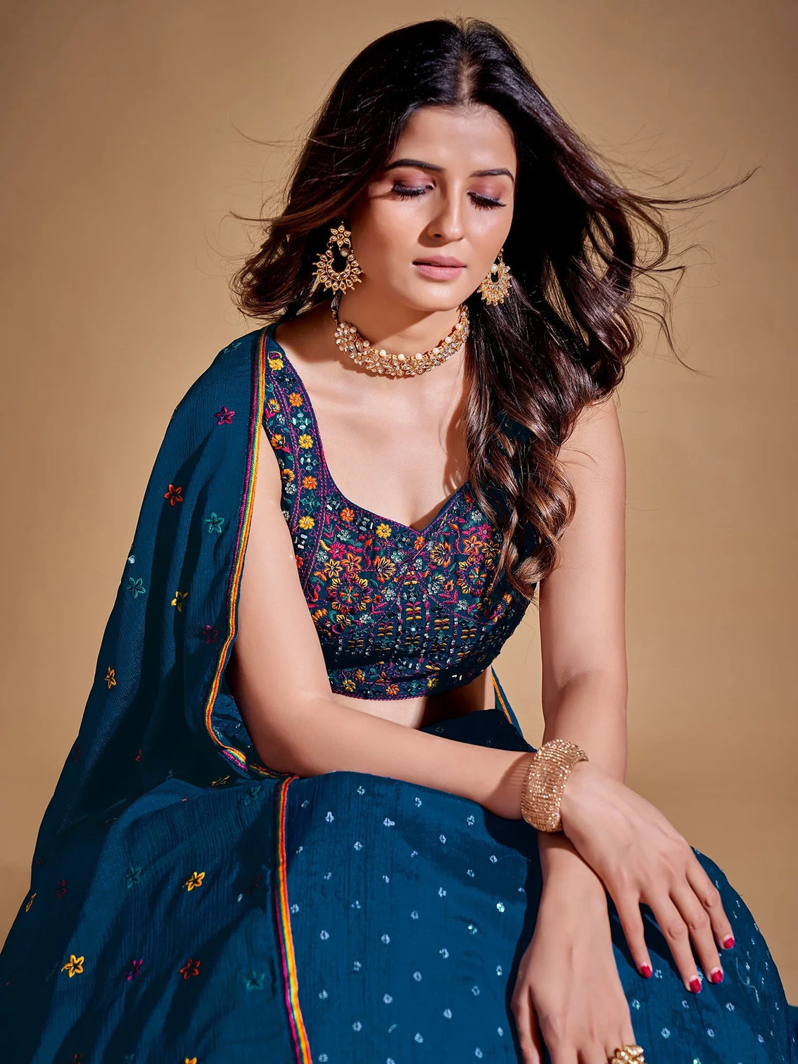 Beautiful Blue Color Fancy Silk With Embroidery Sequins Work Charming Lehenga Choli |Engagement Wear